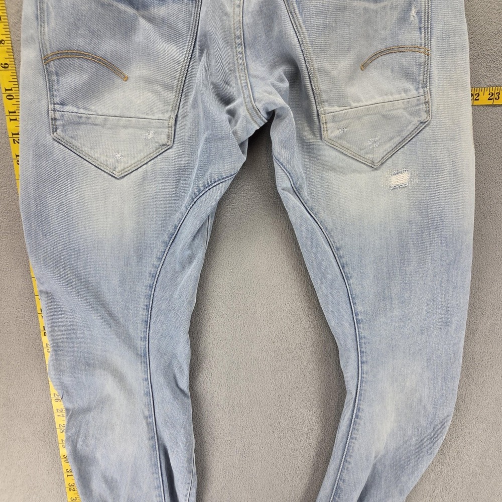 G-Star RAW Jeans Mens 33x32 Blue ARC 3D Slim Thrashed Button Fly Denim - Picture 16 of 16